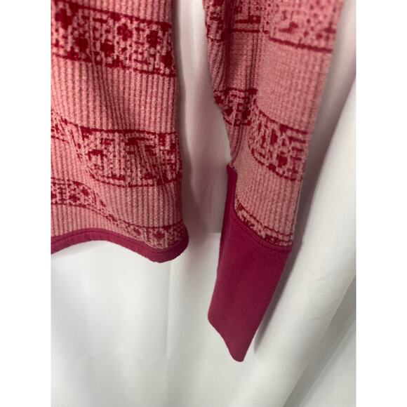 Columbia t-shirt Henley knit top women's large red pink cabin look comfortable - Picture 3 of 16